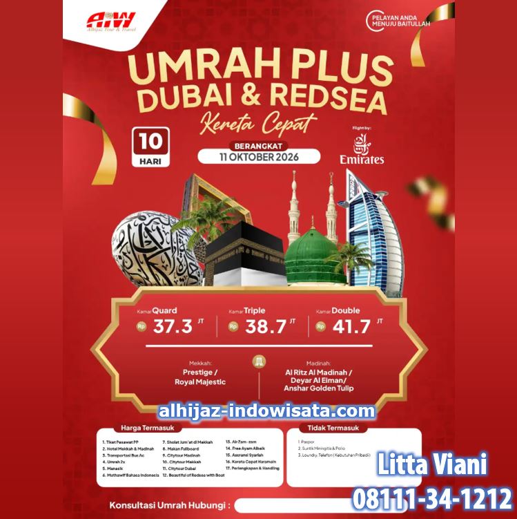 UMROH DUBAI REDSEA KERETA CEPAT 10 HARI OKTOBER 2026
