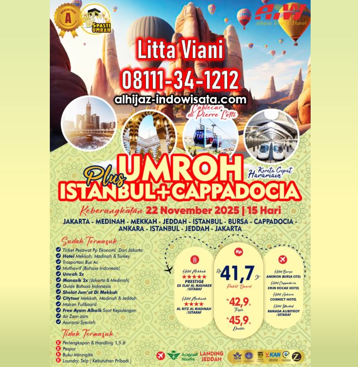 UMROH ISTANBUL CAPPADOCIA KERETA CEPAT 15 HARI NOVEMBER 2025