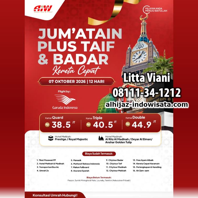 UMROH JUM'ATAIN TAIF BADAR KERETA CEPAT SEPTEMBER 2026