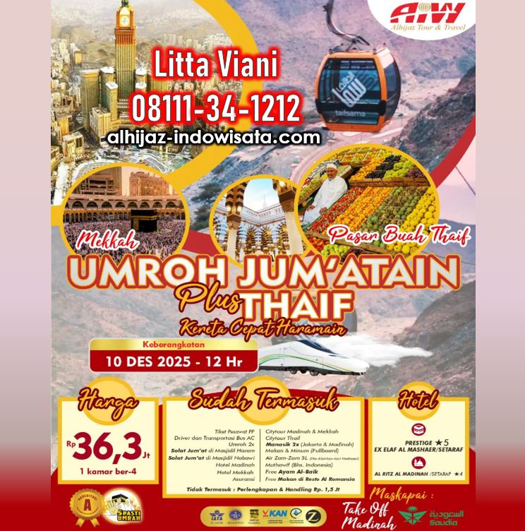 UMROH JUM'ATAIN TAIF KERETA CEPAT 12 HARI DESEMBER