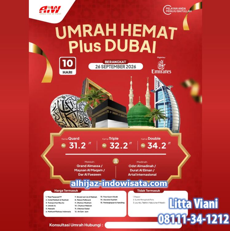 UMROH PROMO DUBAI 31,2 JUTA ALL IN 10 HARI SEPTEMBER 2026