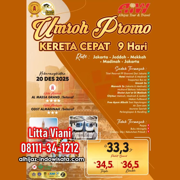 UMROH PROMO KERETA CEPAT 9 HARI DESEMBER