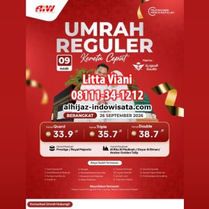 UMROH REGULER KERETA CEPAT 33,9 JUTA ALL IN 9 HARI