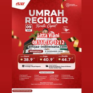 UMROH REGULER KERETA CEPAT 38,9 JUTA ALL IN 9 HARI DESEMBER