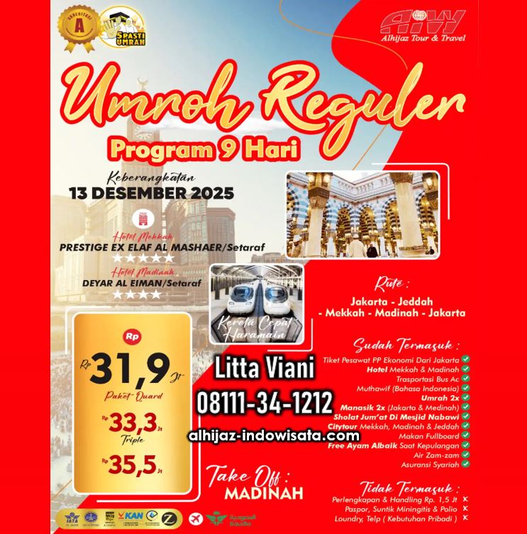 UMROH REGULER KERETA CEPAT 9 HARI DESEMBER