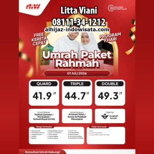 UMROH REGULER KERETA CEPAT PAKET RAHMAH 41,9 JUTA ALL IN