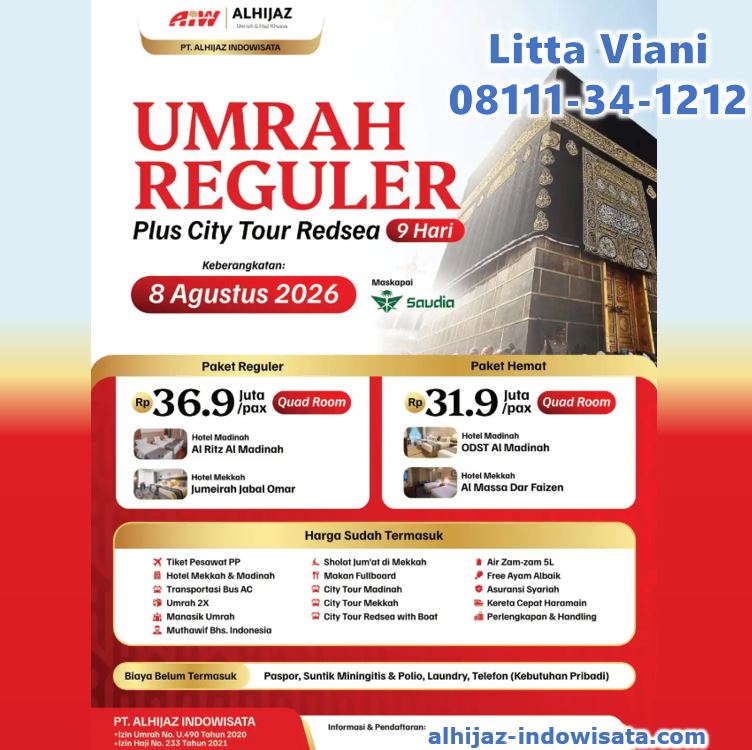 UMROH REGULER PLUS CITY TOUR REDSEA KERETA CEPAT AGUSTUS