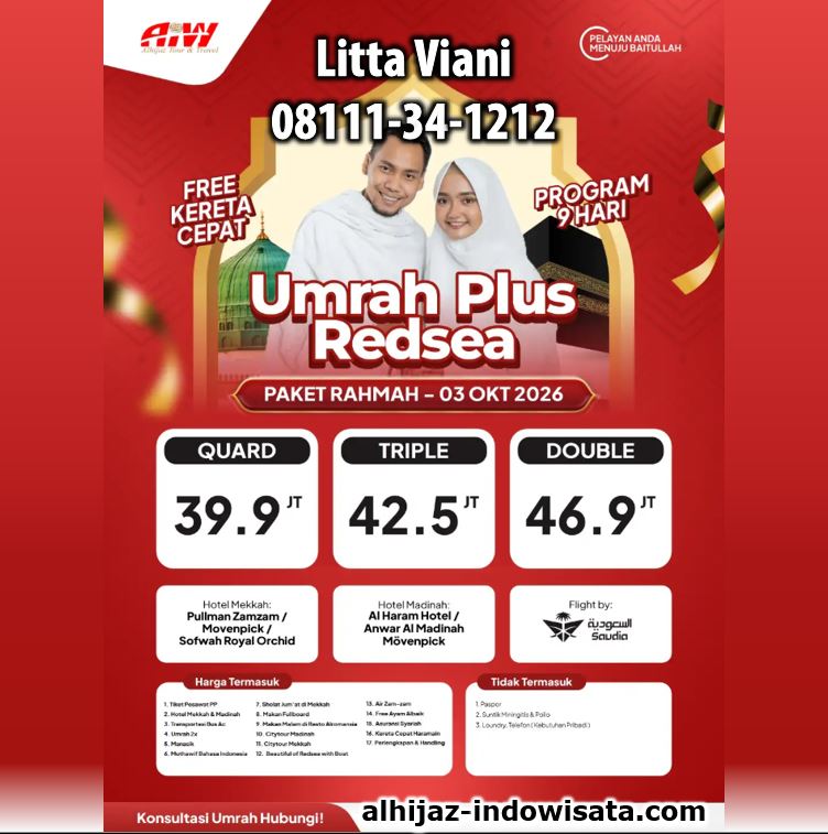 UMROH REGULER REDSEA KERETA CEPAT 39,9 JUTA ALL IN PAKET RAHMAH