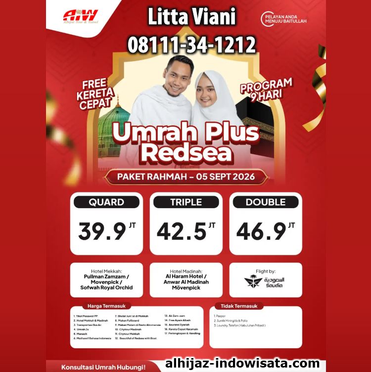 UMROH REGULER REDSEA KERETA CEPAT 39,9 JUTA