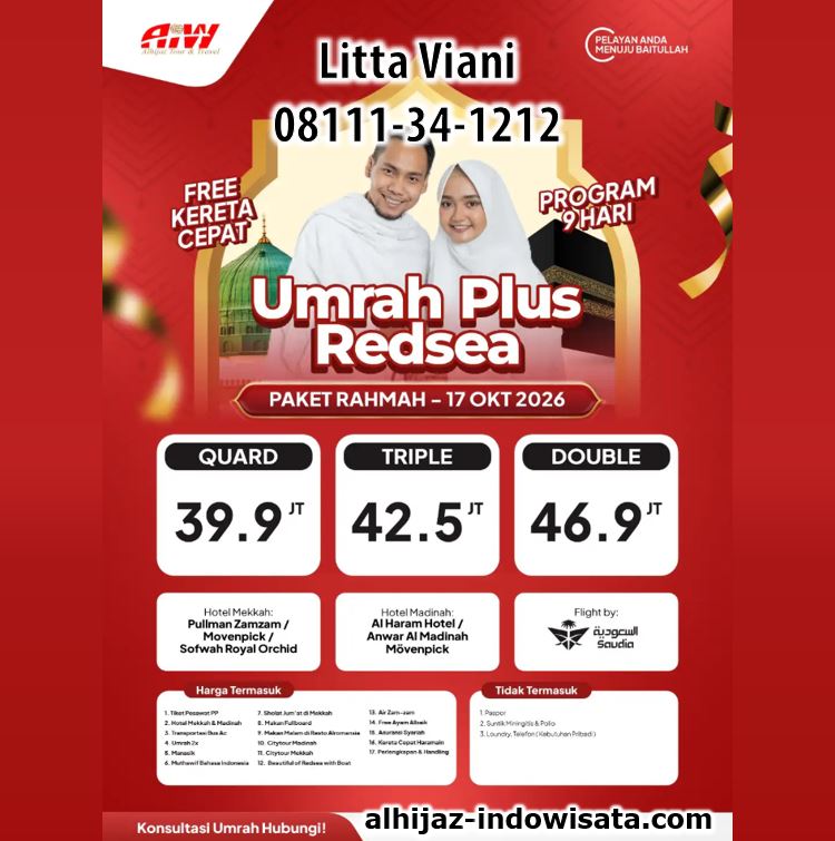 UMROH REGULER REDSEA KERETA CEPAT PAKET RAHMAH 39,9 JUTA ALL IN OKTOBER 2026
