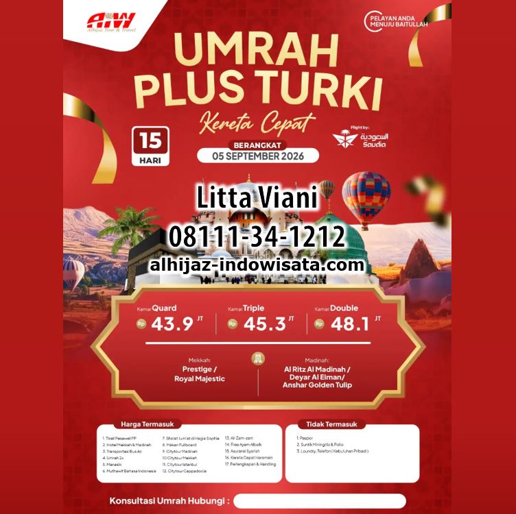 UMROH TURKI ISTANBUL BURSA CAPPADOCIA 43,9 JUTA ALL IN