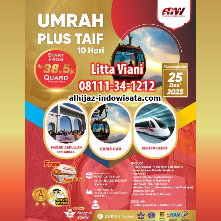 UMROH THAIF KERETA CEPAT 9 HARI DESEMBER