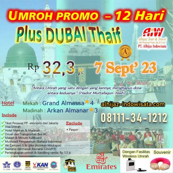 UMROH PROMO PLUS DUBAI THAIF 12 HARI 7 SEPTEMBER 2023